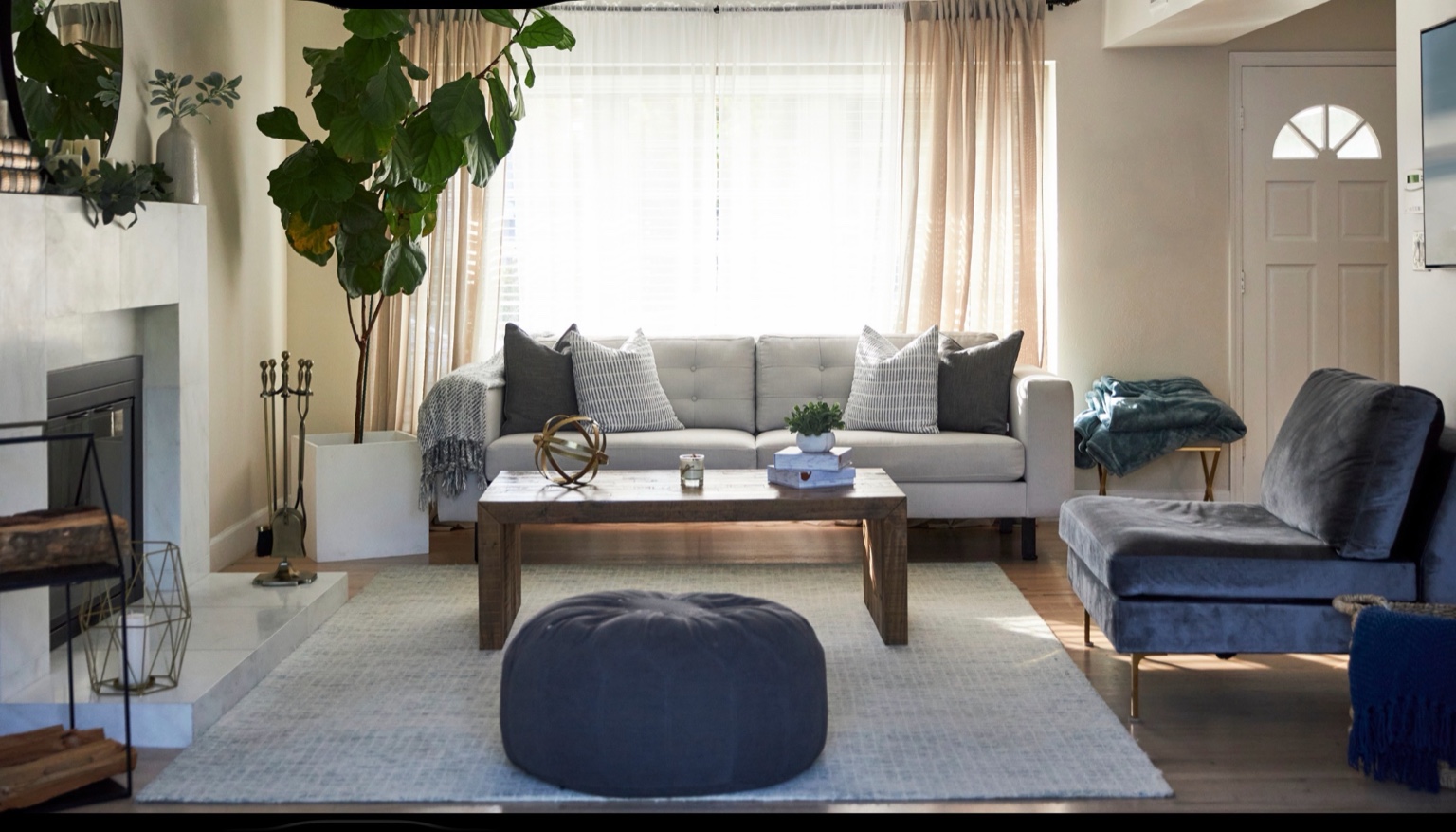 Clean residential living room